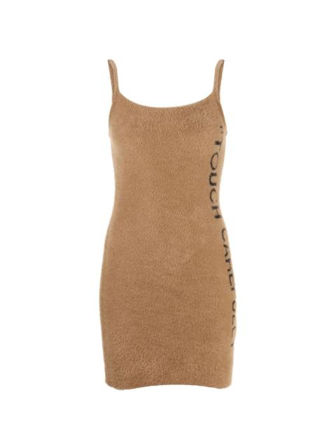 Off-White slogan detail fuzzy mini dress