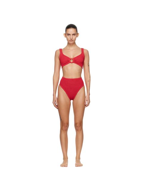 Hunza G Red Nadine Tonal Hoops Bikini