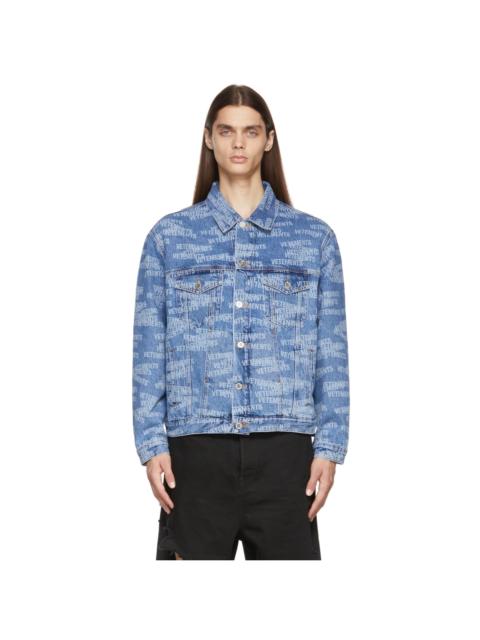 VETEMENTS Blue Stamped Logo Denim Jacket