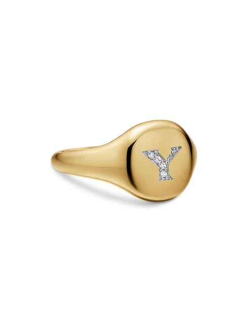 DAVID YURMAN Women's DY Initial Pinky Ring in 18K Yellow Gold - Y Letter