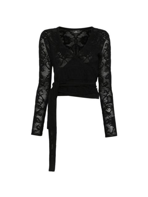 Etro wrap-style jacquard-knit cardigan