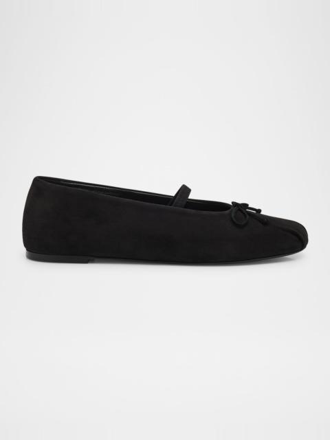 Stuart Weitzman Prima Suede Mary Jane Ballerina Flats