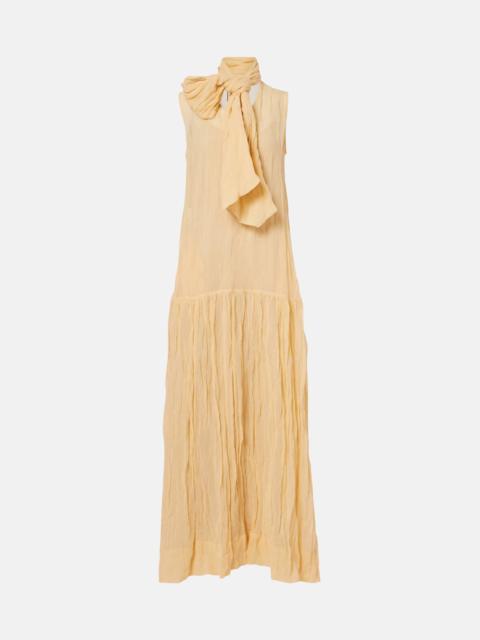 Plan C Scarf-detail cotton-blend maxi dress