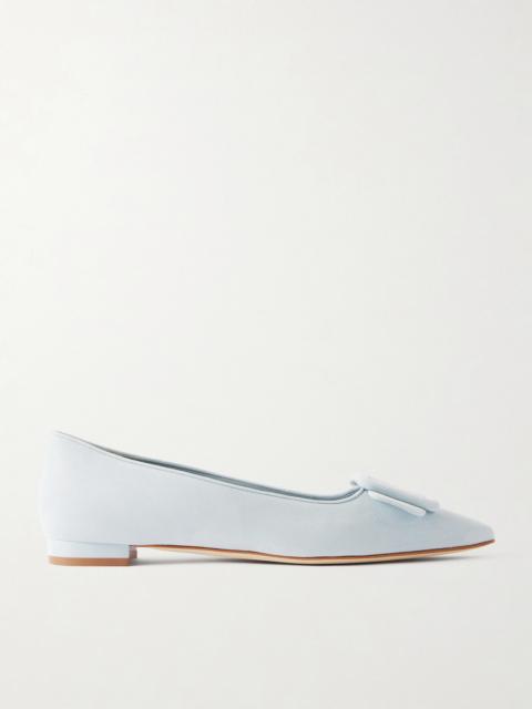 Manolo Blahnik Maysale Buckled Suede Point-toe Flats