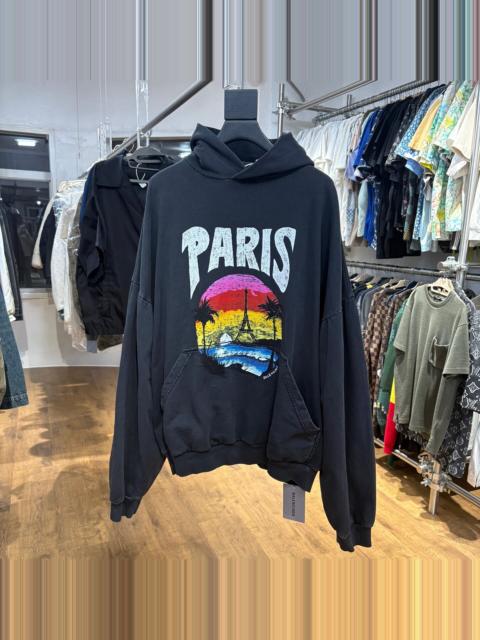 BALENCIAGA Balenciaga Grey Island Palm Tree Print Hooded Sweatshirt