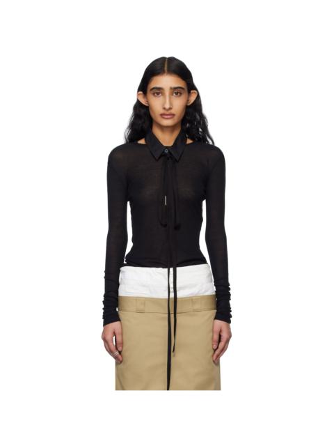 【関税込み】Ann Demeulemeester ブラック Fiene 長袖Tシャツ Black Fiene Long Sleeve T-shirt by Ann Demeulemeester on Sale