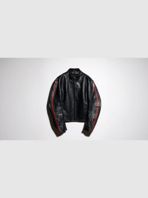 GUCCI Leather biker jacket with Web detail