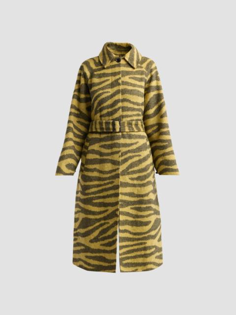 Proenza Schouler Women's Juliette Zebra Jacquard Wool-Blend Belted Coat - Hemp Black