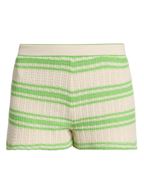 RAMY BROOK Women's Olympia Striped Open-Knit Shorts - Bright Lime Stripe