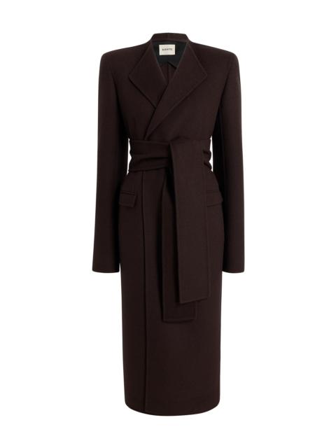 KHAITE Women's Jelson Wool Tie-Waist Coat - Dark Brown
