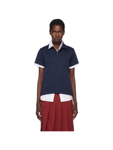 Comme des Garçons GIRL Navy Polyester Jersey Polo