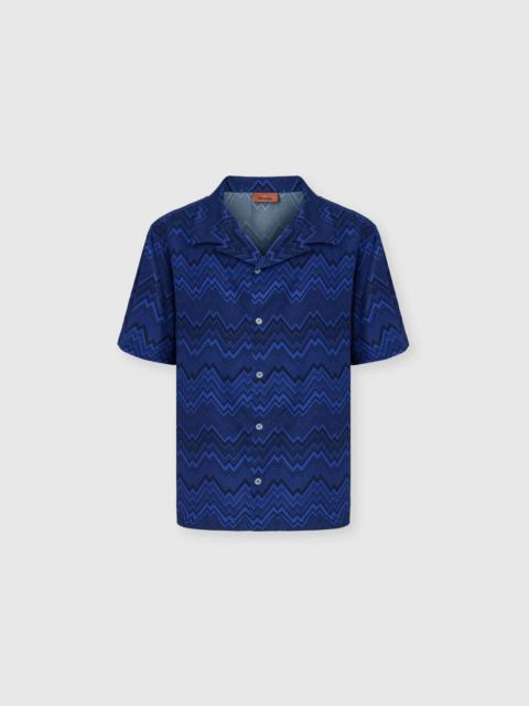 Missoni Bowling shirt with tone-on-tone irregular zig zag print