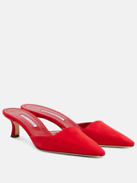 Manolo Blahnik Moiramu suede mules