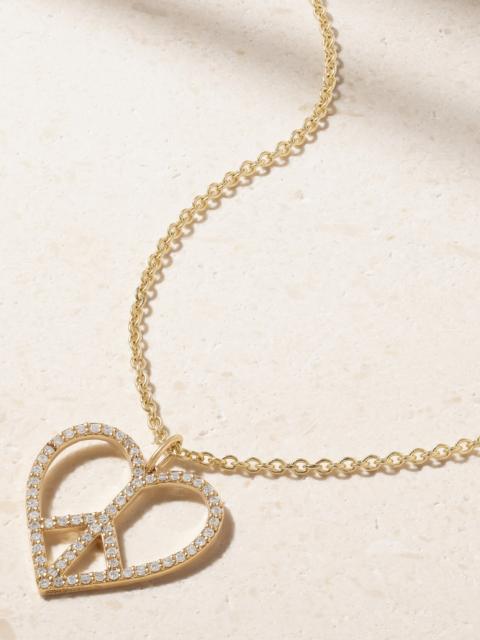 SYDNEY EVAN Peace Heart Xl 14-karat Gold Diamond Necklace