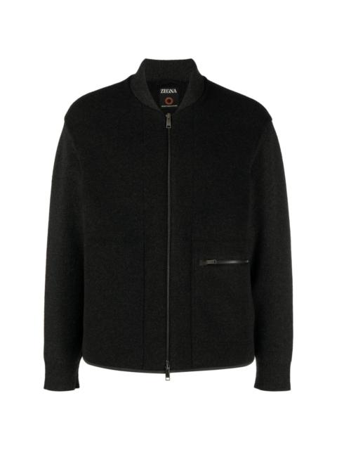 zip-up wool bomber jacket
