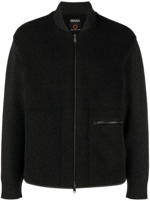 zip-up wool bomber jacket