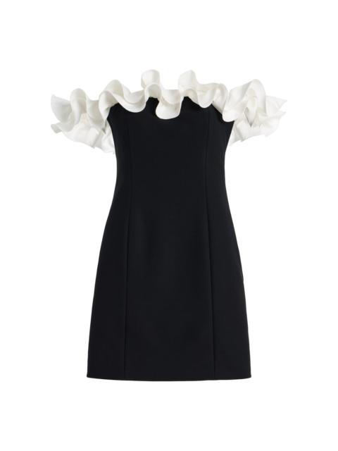 ROTATE Ruffle-Trimmed Crepe Mini Dress black