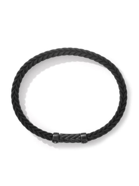 DAVID YURMAN Men's Chevron Black Rubber Bracelet with Black Titanium and Pavé Black Diamonds - Black