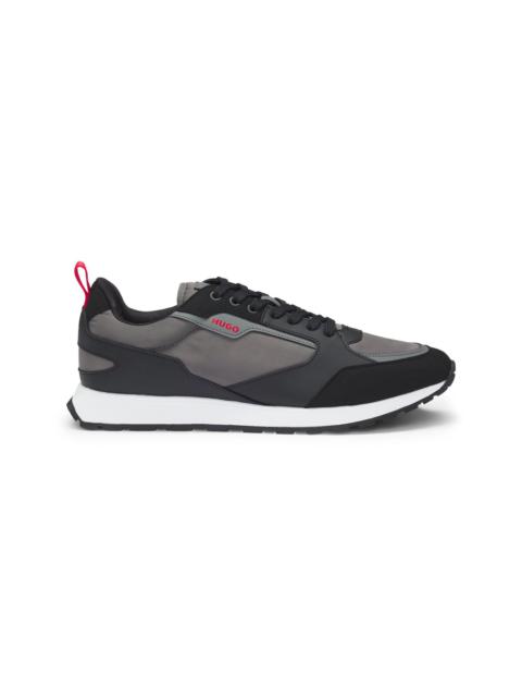 HUGO MIXED-MATERIAL TRAINERS WITH BRANDED ACCENTS