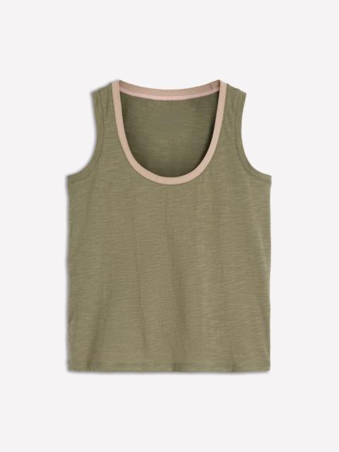 BODEN Metallic Trim Scoop Neck Vest-Larch Green