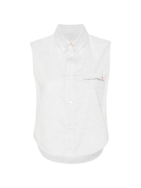 logo-embroidered sleeveless shirt