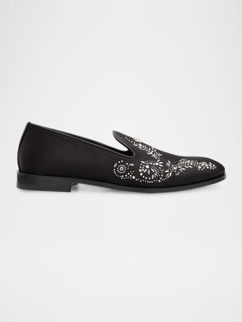 VERSACE Men's Medusa Strass Satin Slippers