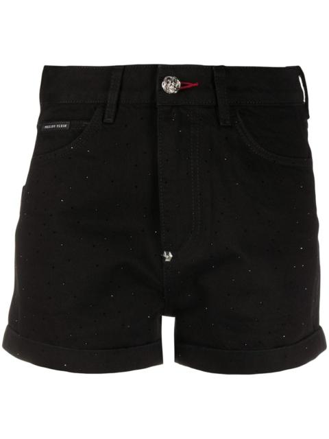 PHILIPP PLEIN raw-edge denim shorts