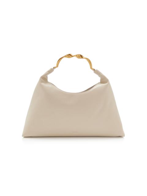 SIMKHAI Twist Handle Leather Hobo Bag neutral