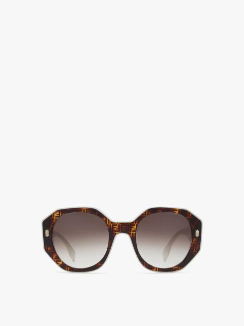 FENDI FF White and Havana acetate sunglasses