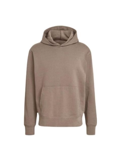 adidas Men's adidas originals Solid Color Logo Embroidered Pullover Hooded Long Sleeves Brown HN6932