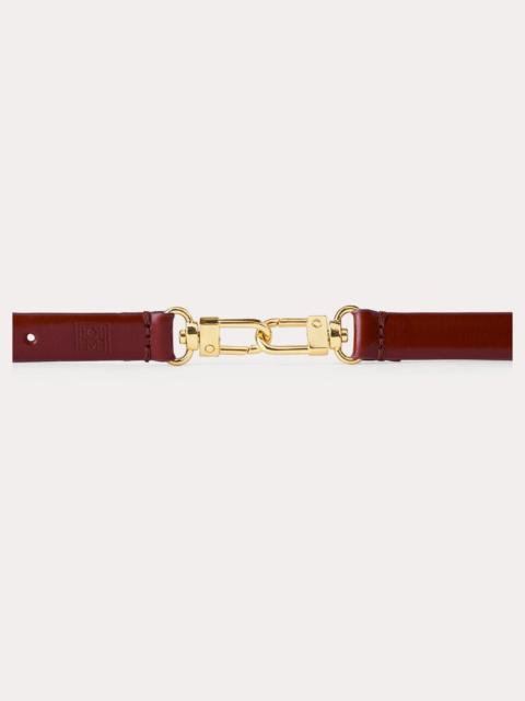 Double clasp leather belt cognac