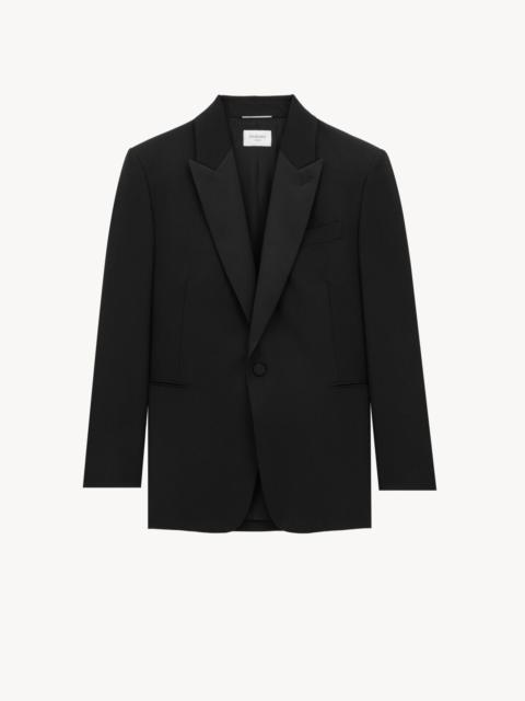 SAINT LAURENT TUXEDO JACKET IN GRAIN DE POUDRE