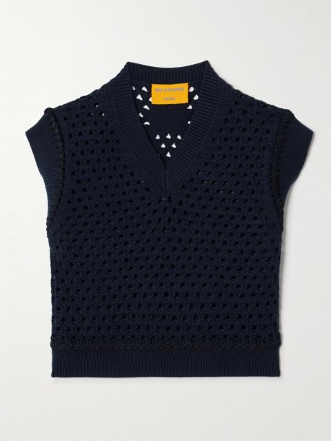 GUEST IN RESIDENCE Cropped Open-knit Cotton Vest