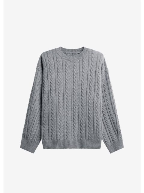 The Frankie Shop Karmoy Cable Knit Padded Sweater - Grey