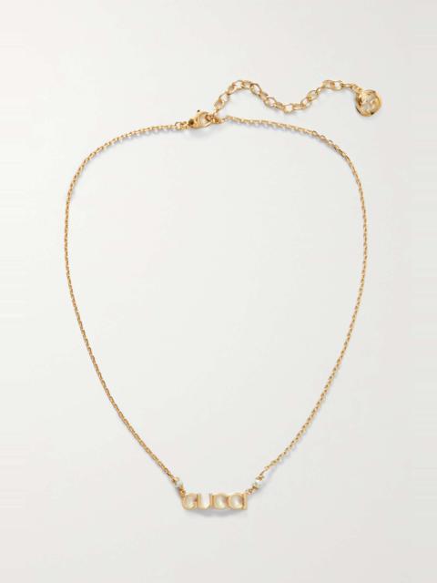 GUCCI Gold-tone faux-pearl necklace