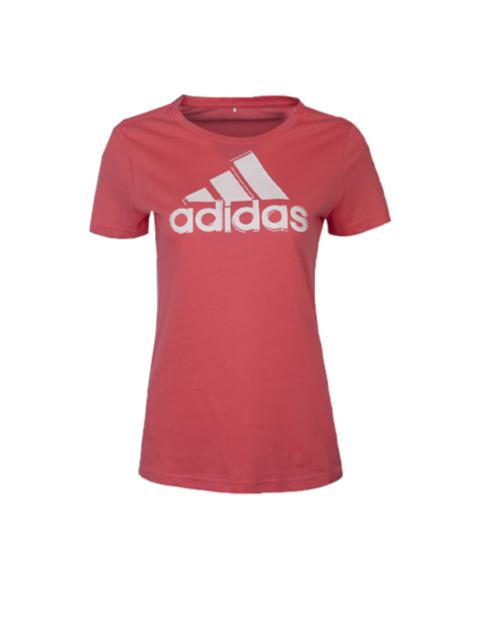 (WMNS) adidas Logo Casual T-Shirt Asia Sizing 'Red White' AI6167