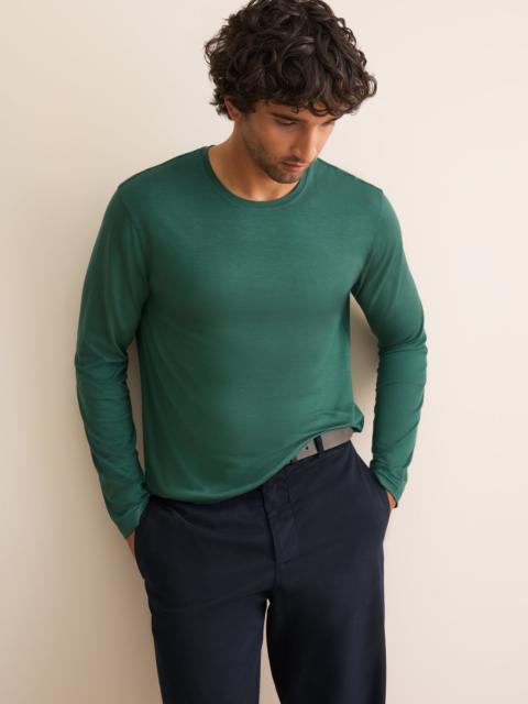 Derek Rose Basel Micro Modal Long Sleeve T-Shirt Pine Green