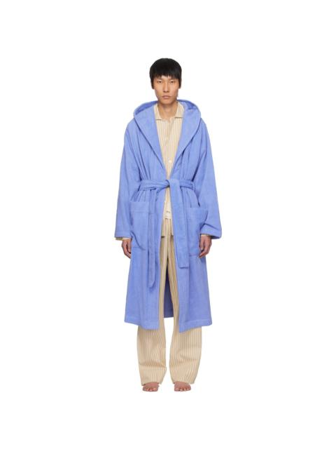 TEKLA Blue Terry Hooded Bathrobe