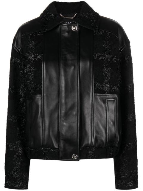 VERSACE glittered leather bomber jacket