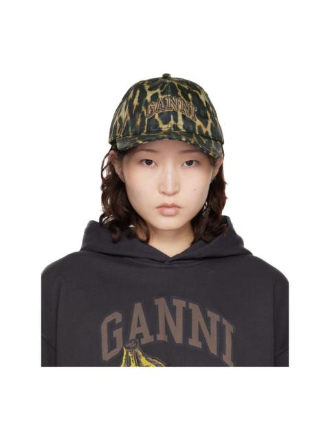 GANNI Black & Brown Printed Nylon Cap
