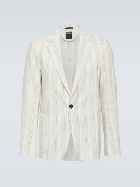 Chalk stripe linen and silk jacket