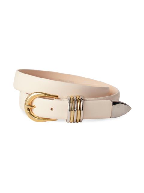 DÉHANCHE Women's Hollyhock Mixed Metal Leather Belt - Ivory Silver
