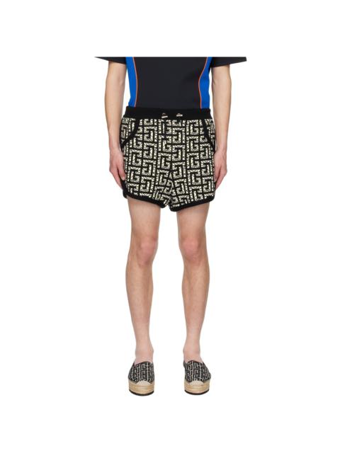 Balmain Black & White Monogram Shorts