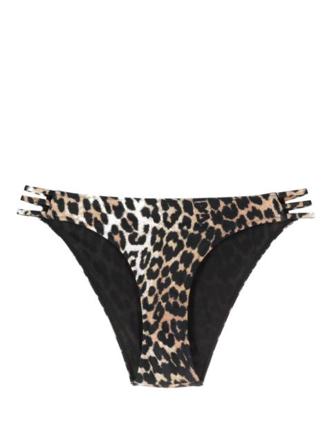 GANNI leopard-print cut-out bikini bottoms