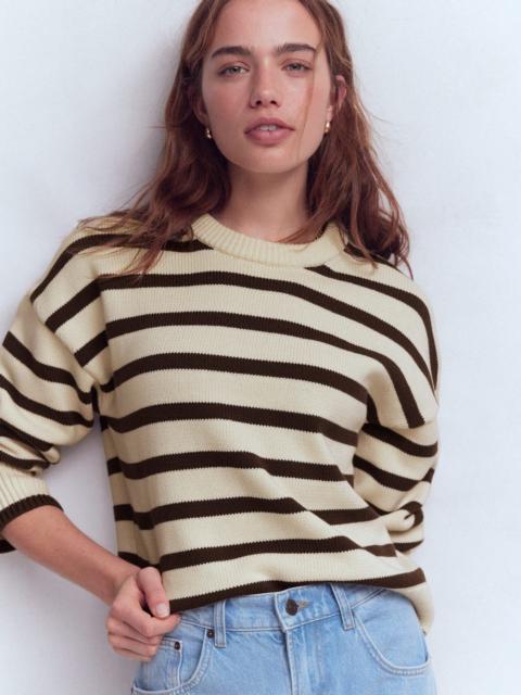 BODEN Lucy Relaxed Cotton Sweater-Ivory, Brown