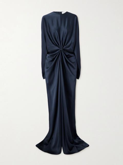 Stella McCartney Twist-front cutout satin gown Navy