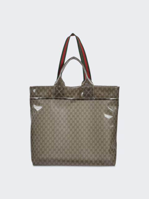 GUCCI Gg See-through Tote Bag Beige And Ebony