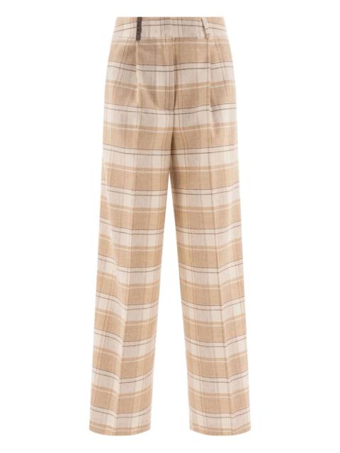 PESERICO pleated-front check trousers