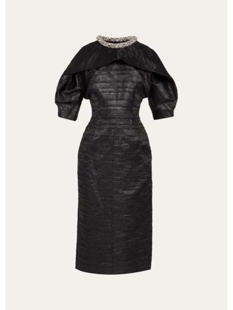 SIMKHAI Ashleigh Embellished-Neck Midi Dress