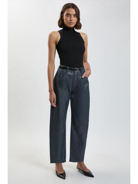 KAREN MILLEN Metallic Denim Coated Barrel Jean